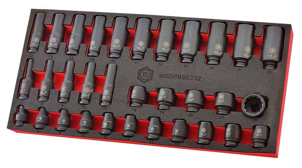 25Pc 1/2" 12-Point Impact Socket Set + FREE 3/8" Set | Britool Hallmark