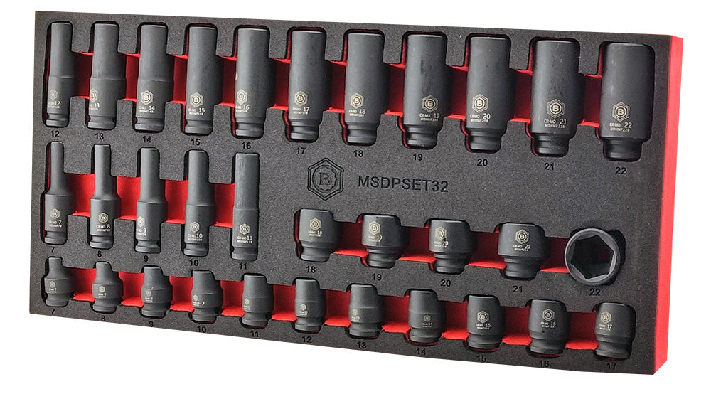 Britool Hallmark 3/8" & 1/2" Drive Standard & Deep Impact Socket Sets 7-24mm