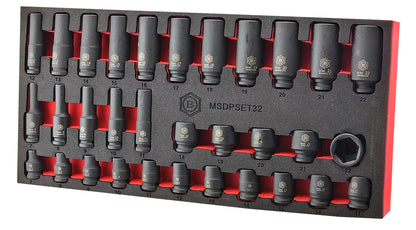 Britool Hallmark 3/8" & 1/2" Drive Standard & Deep Impact Socket Sets 7-24mm