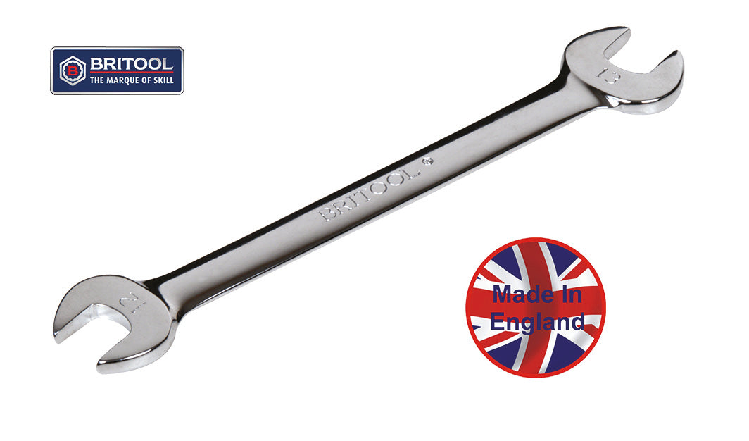 Britool Open End Spanner Wrench - 14mm X 15mm, Chrome Vanadium Steel, 188mm Length