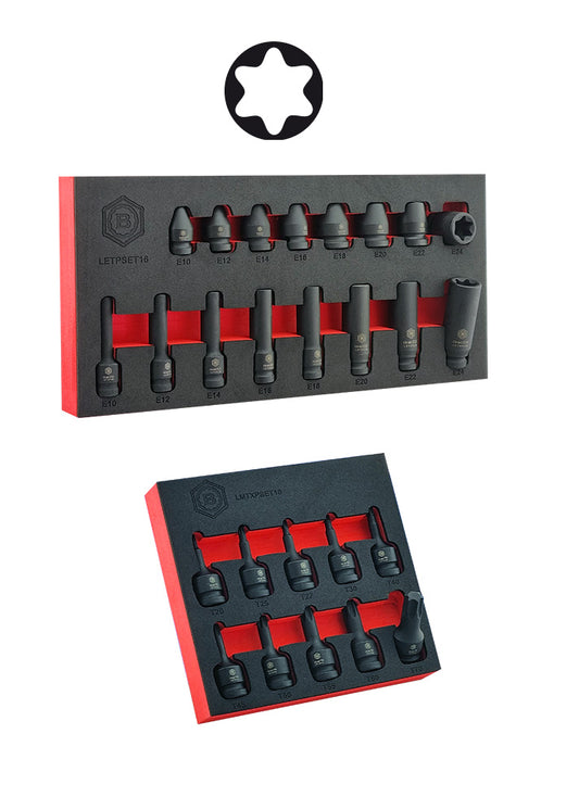 1/2" Drive Impact E-Torx Socket Set + Male Impact Torx Driver Set