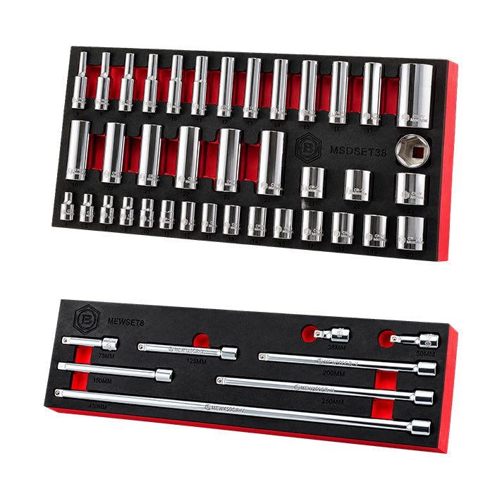 Britool 38Pc 3/8" 6Pt Standard & Deep Socket Set 6-24mm + Extension Bar Set