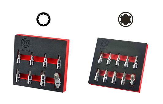 8Pc Spline Bit Socket Set + 10pc Ribe Bit Socket Set - Britool Hallmark
