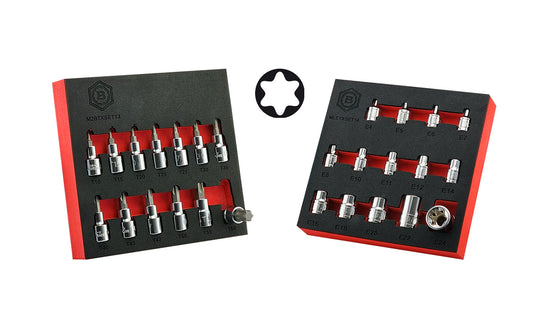Torx Star Bit Socket Set 3/8" Drive + E-Torx Socket Set - Britool Hallmark