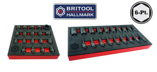 3/8" Dr. Standard & Deep Impact Socket Set, Hex/6-Point Profile - Britool Hallmark