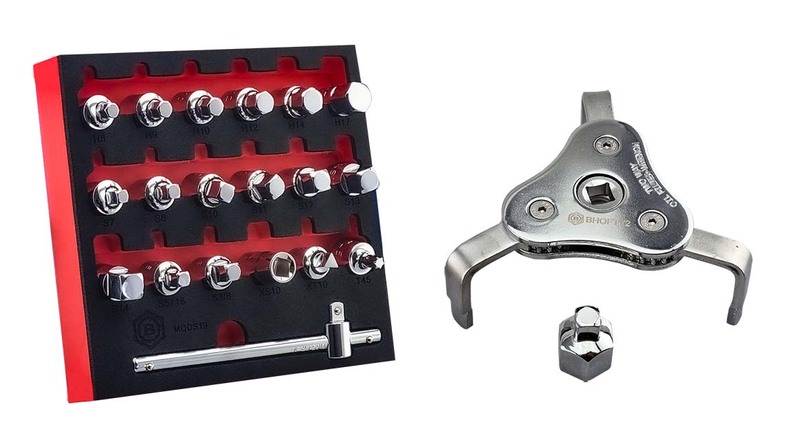 3/8" Drive 19Pc Oil Drain Plug Key Set + Oil Filter Wrench- Britool Hallmark