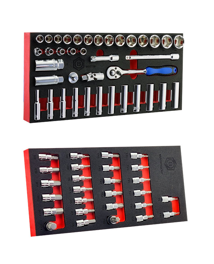 Britool 3/8" Drive Socket, Ratchet & Accessory Set + Torx & Hex Bit Socket Set