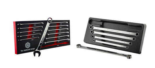 12PC Combination Spanner Set with 6-Point Hexagon Ring + XL Ring Wrench Set
