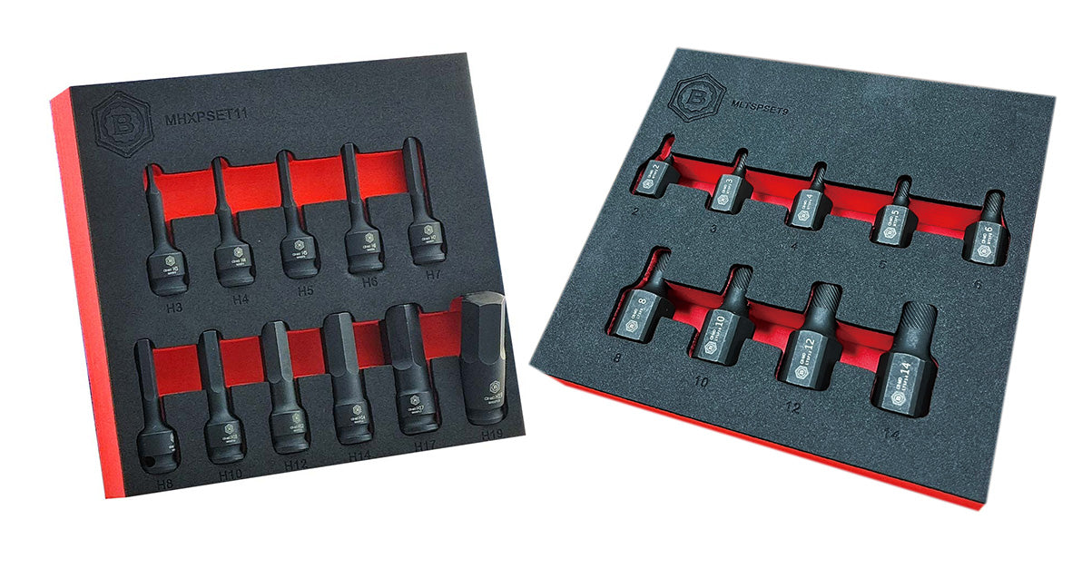 3/8" Drive Hex Impact Driver Set + Stud Extractor Set - Britool Hallmark