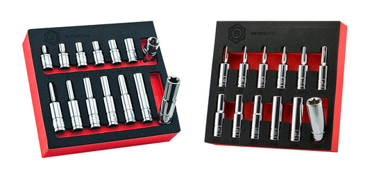 1/4" & 3/8" E-Torx Socket Sets, Includes Standard & Deep Sizes E4-E20 - Britool Hallmark