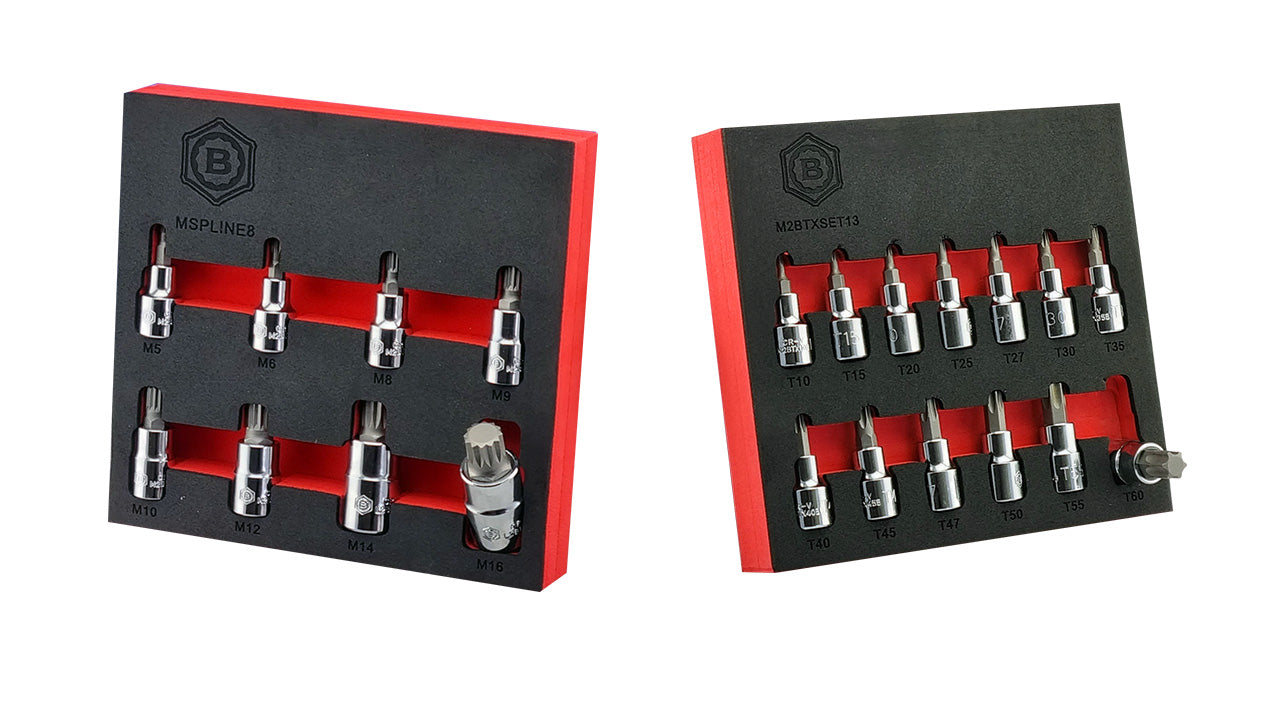 8Pc Spline Bit Socket Set + 13pc Torx Bit Socket Set - Britool Hallmark