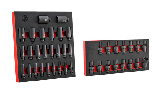 Britool 1/2" Deep 6-Point Impact Socket Set 8-36mm + Flexi UJ Socket Set