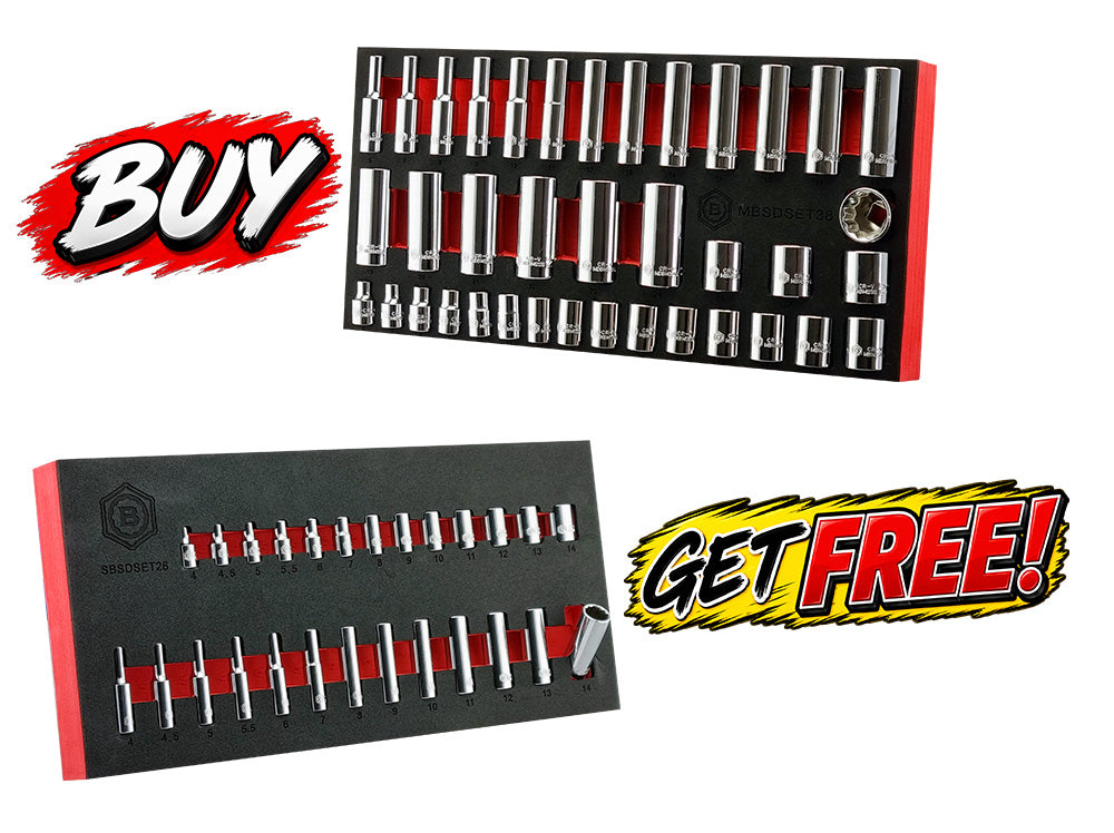 Britool 1/4" & 3/8" Dr. Standard & Deep Socket Sets (12 Point) 4-24mm