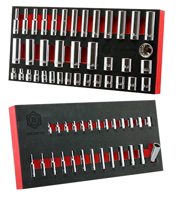 Britool 1/4" & 3/8" Dr. Standard & Deep Socket Sets (12 Point) 4-24mm