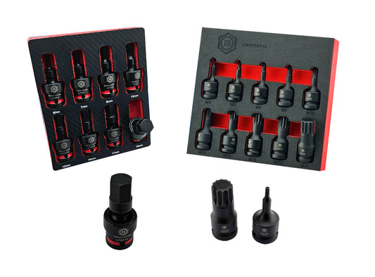 Britool 1/2" Flexi Impact Hex Bit Socket Set + Spline Impact Driver Set