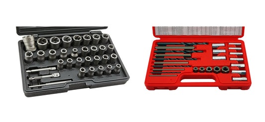 Britool 32pc Socket Extractor Set for Removing Damaged Nuts + 25pc Screw Extractor Set