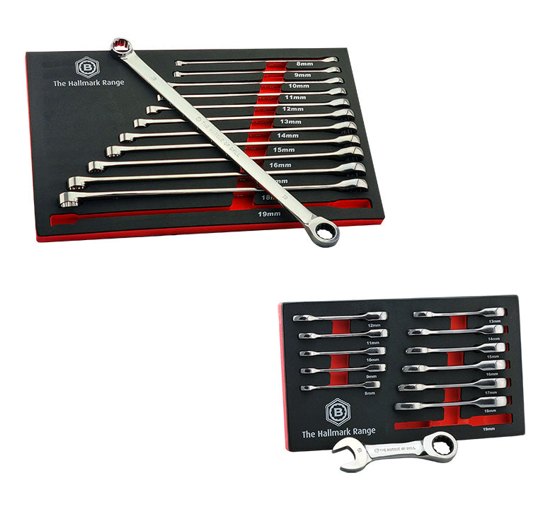 XL Double Ring Ratchet Spanner Set + FREE Stubby Set | Britool Hallmark