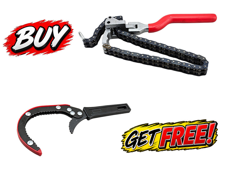Chain Oil Filter Wrench (Ø60–160mm capacity) + FREE Quick Action Oil Filter Wrench