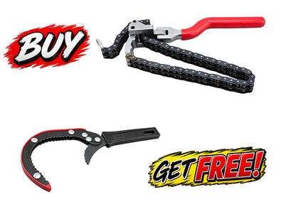 Chain Oil Filter Wrench (Ø60–160mm capacity) + FREE Quick Action Oil Filter Wrench
