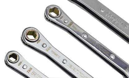 Britool 6pc Flat Ratcheting Ring Spanner / Box Wrench Set