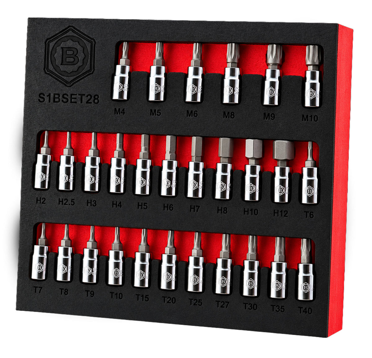 20Pc 3/8" Hex/Allen Bit Socket Set Std & Long + 28Pc Torx/Hex/Spline Set