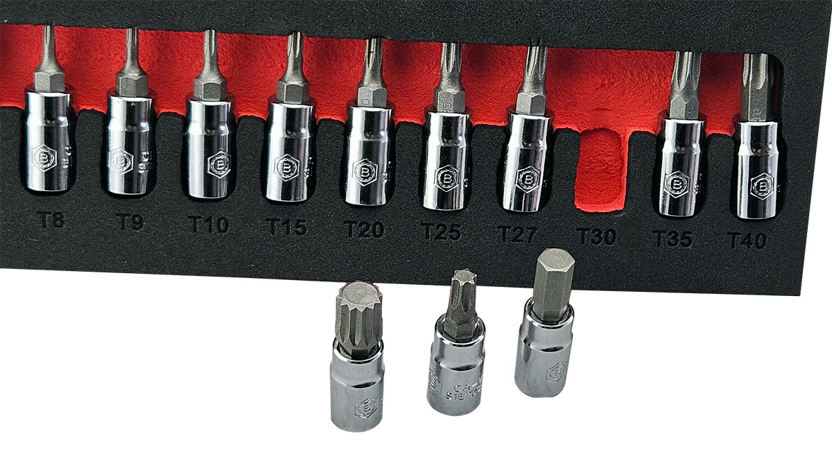 20Pc 3/8" Hex/Allen Bit Socket Set Std & Long + 28Pc Torx/Hex/Spline Set