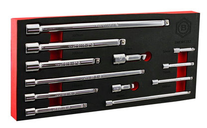 3Pc Extending Ratchet Set With Flex-Heads + Extension Bar Set - Britool Hallmark