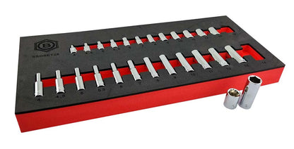 26Pc 1/4" Dr. Standard & Deep (6-Point) Socket Set + Free Flexi Hose Clip Driver