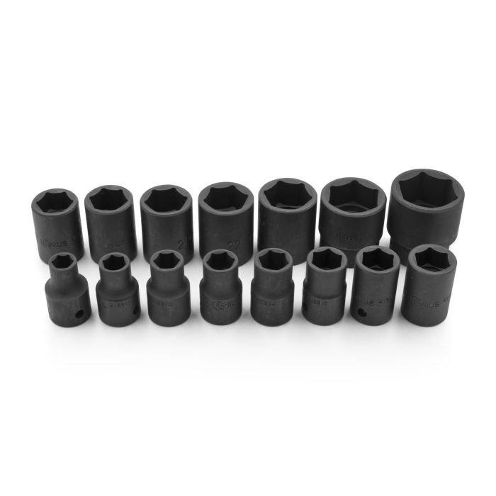 15Pc 1/2" Dr. Metric Impact Socket Set Genius Tools TF-415M