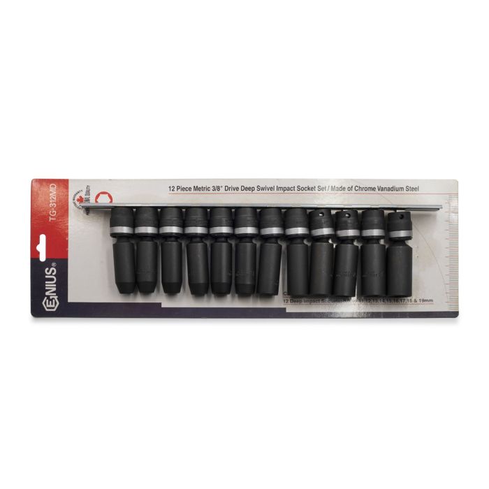 12 Piece 3/8"Sd Deep Swivel Impact Socket Set 8 - 19mm Genius Tools TG-312MD