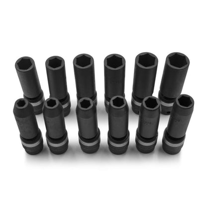 12 Piece 3/8"Sd Deep Swivel Impact Socket Set 8 - 19mm Genius Tools TG-312MD