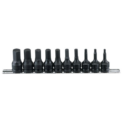 Genius Tools Hex Impact Bit Socket Set 10 Piece AF 1/2" Drive - TH-410S