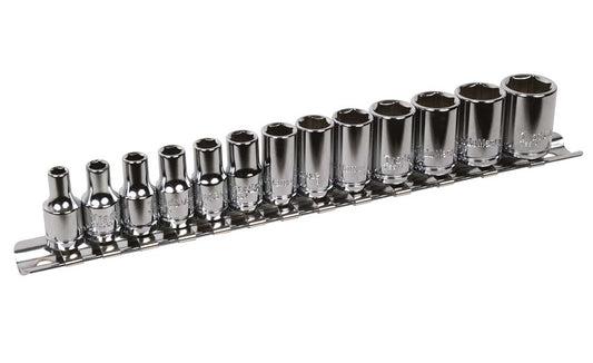 13PC 1/4" DRIVE METRIC HEXAGON (6-POINT) SOCKET SET 4MM-14MM