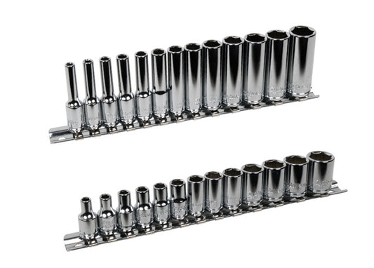 1/4" Drive Metric Standard & Deep Hexagon (6-Point) Socket Sets 4mm-14mm