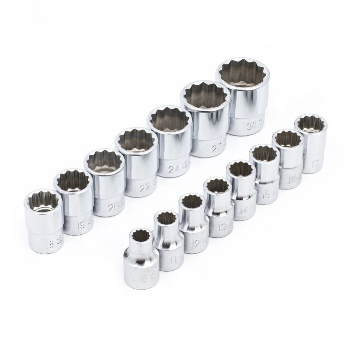 15 Piece 1/2" Drive AF Bi-Hex Socket Set Genius Tools TW-415S