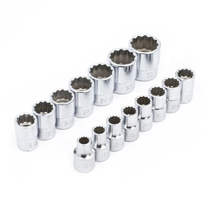 15 Piece 1/2" Drive AF Bi-Hex Socket Set Genius Tools TW-415S