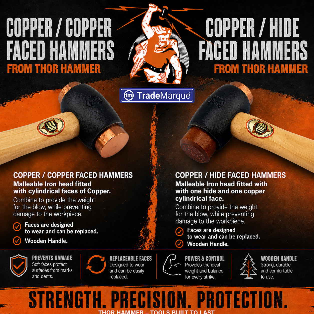 Copper / Hide Faced Hammers From Thor Hammer