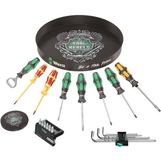 25PC SCREWDRIVER & ALLEN KEY TOOL KIT WITH FREE BOTTLE OPENER, DRINKS TRAY & COASTERS FROM WERA TOOLS