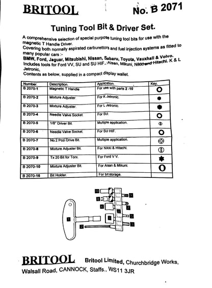 9PC TUNING BIT & DRIVER SET B2071 FROM BRITOOL HALLMARK