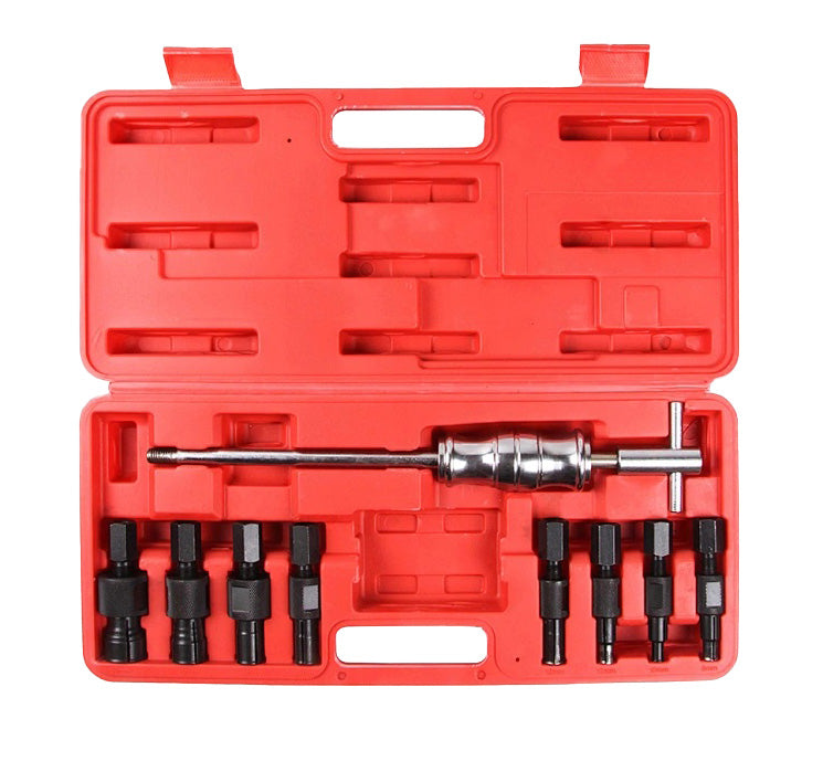 Internal bearing puller kit with slide hammer and 8 collets in blow-moulded case for 9mm to 34mm bearing extraction.