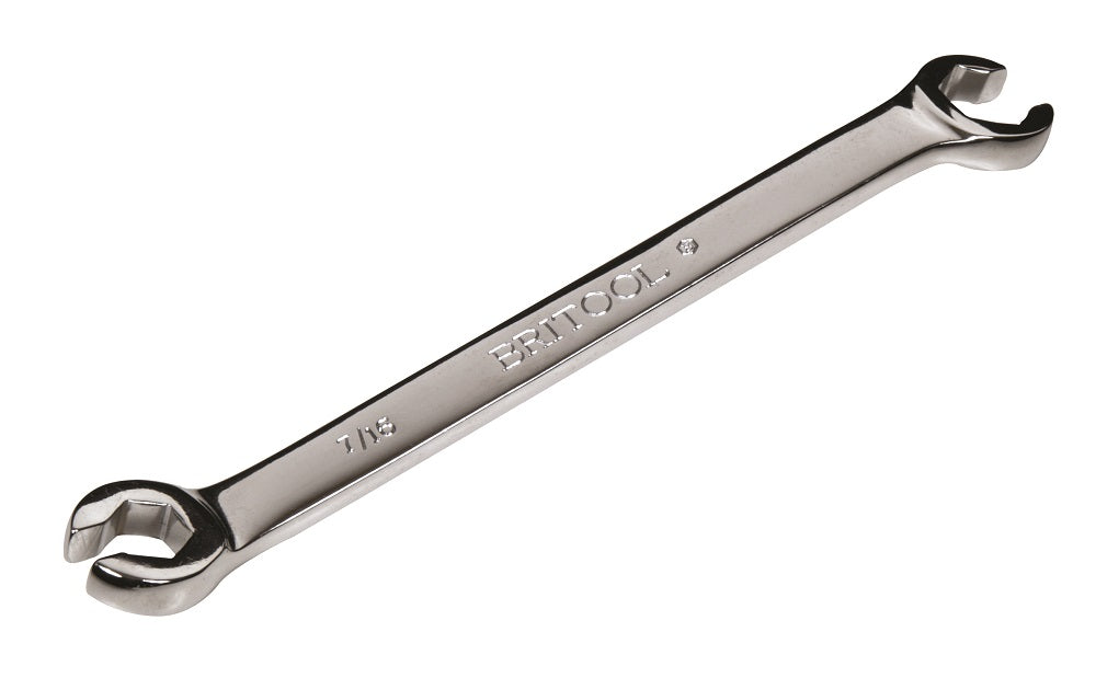 A Britool chrome flare nut spanner with sizes 7/16" and 9/16"
