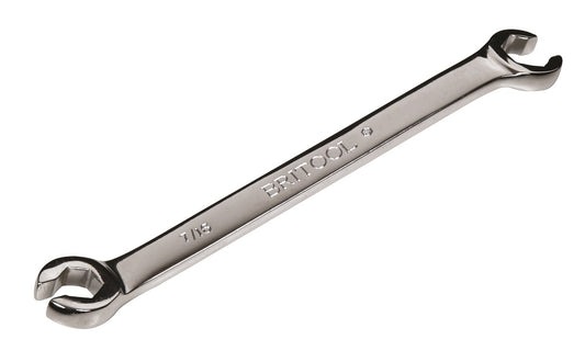A Britool chrome flare nut spanner with sizes 7/16" and 9/16"