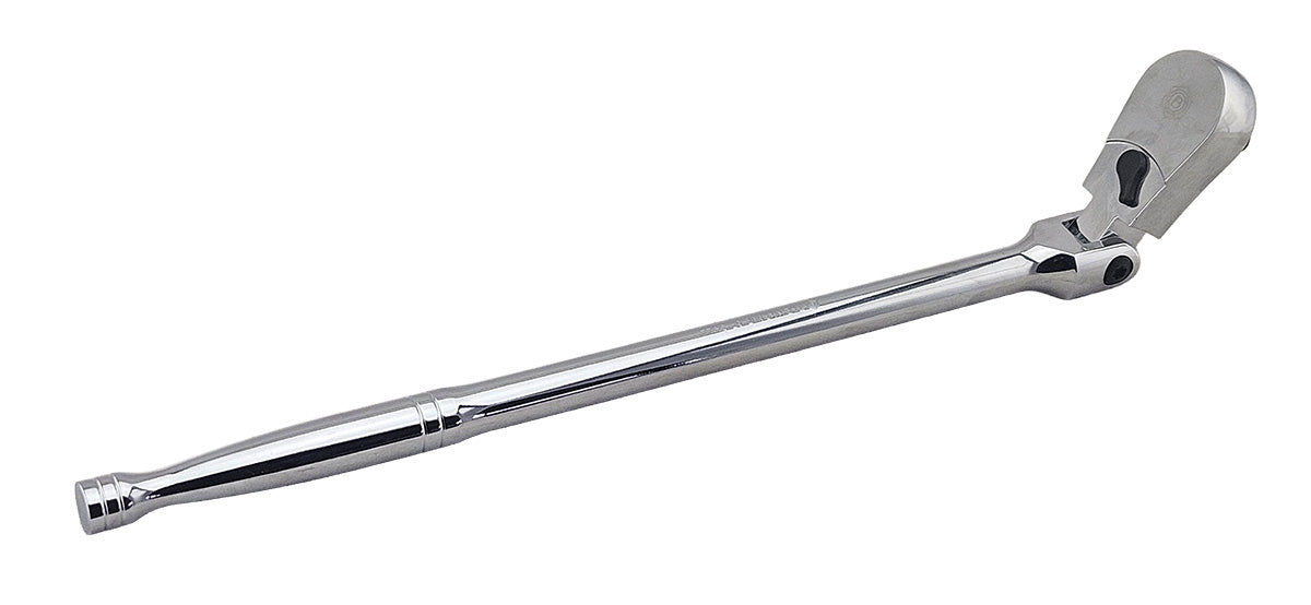 A Britool low-profile chrome ratchet with 180 degrees flexi head.