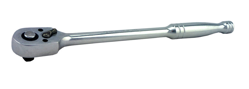 A chrome vanadium hand ratchet for use with 1/4" drive sockets.