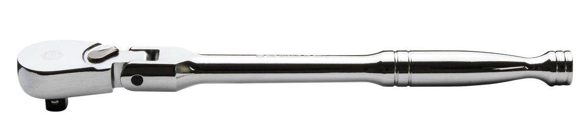 A chrome vanadium low profile hand ratchet for use with 1/4" sockets