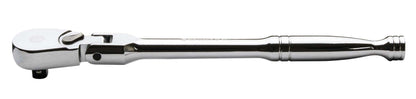 A chrome vanadium low profile hand ratchet for use with 1/4" sockets