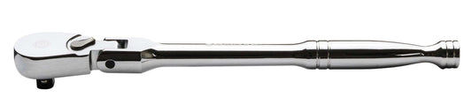 A chrome vanadium low profile hand ratchet for use with 1/4" sockets