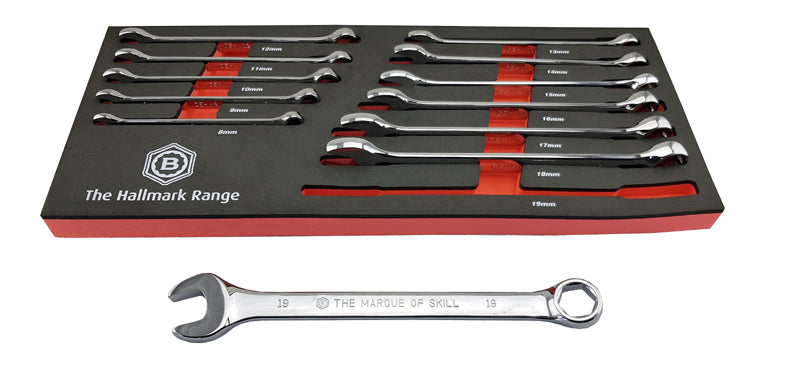 12PC COMBINATION SPANNER SET WITH HEXAGON 6 POINT RING FROM BRITOOL HALLMARK