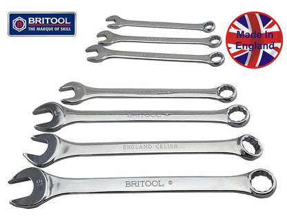 7 PIECE ORIGINAL BRITOOL ENGLAND SPANNER SET, MADE IN THE UK - CELMSET7A