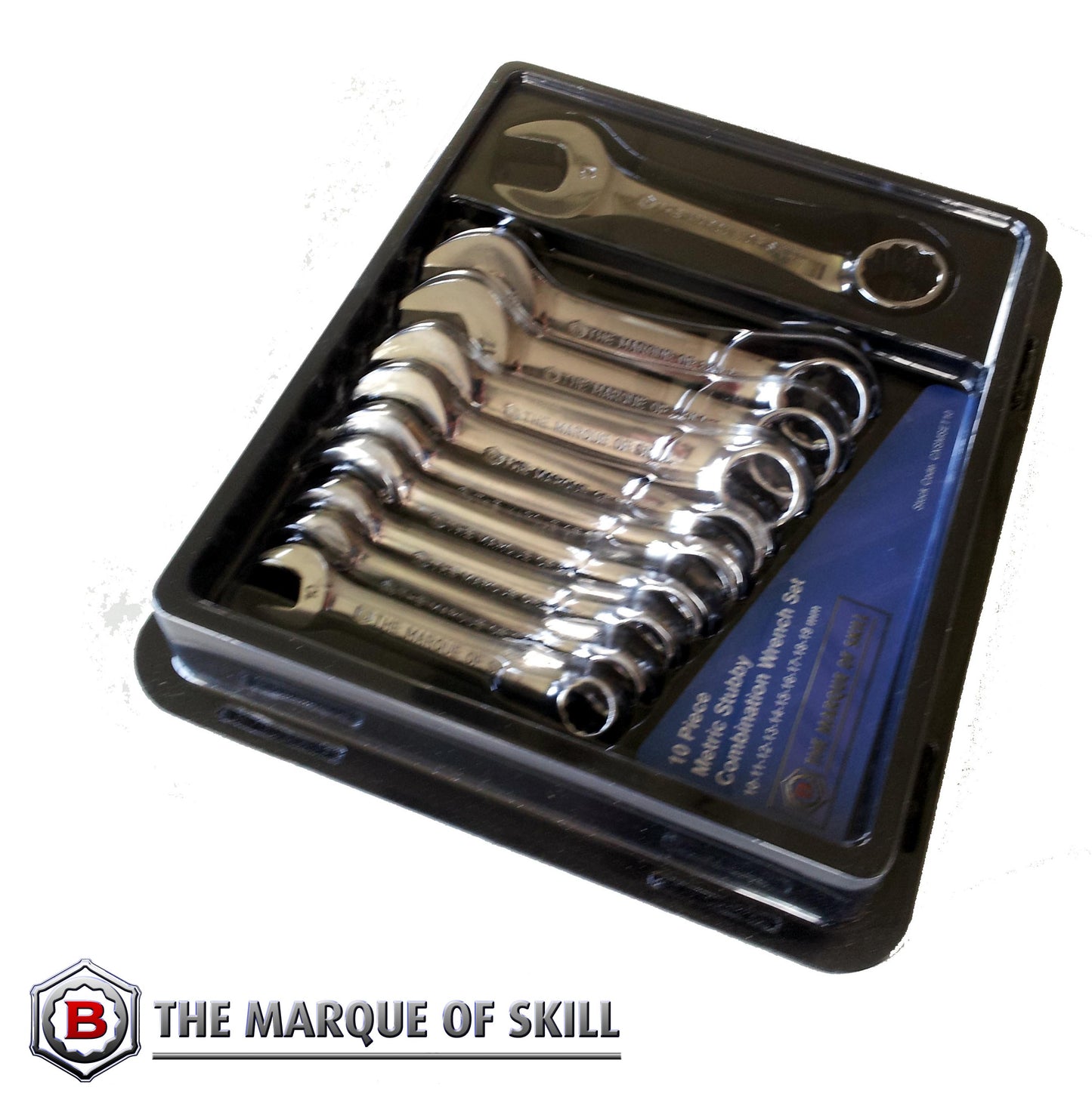 10PC STUBBY COMBINATION SPANNER SET WITH 12 POINT RING FROM BRITOOL HALLMARK